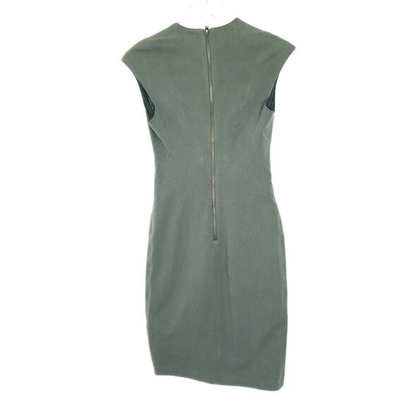 Helmut Lang V-Neck Asymmetrical Mini Dress M Green-Gray Asymmetrical Bodycon - Picture 4 of 8